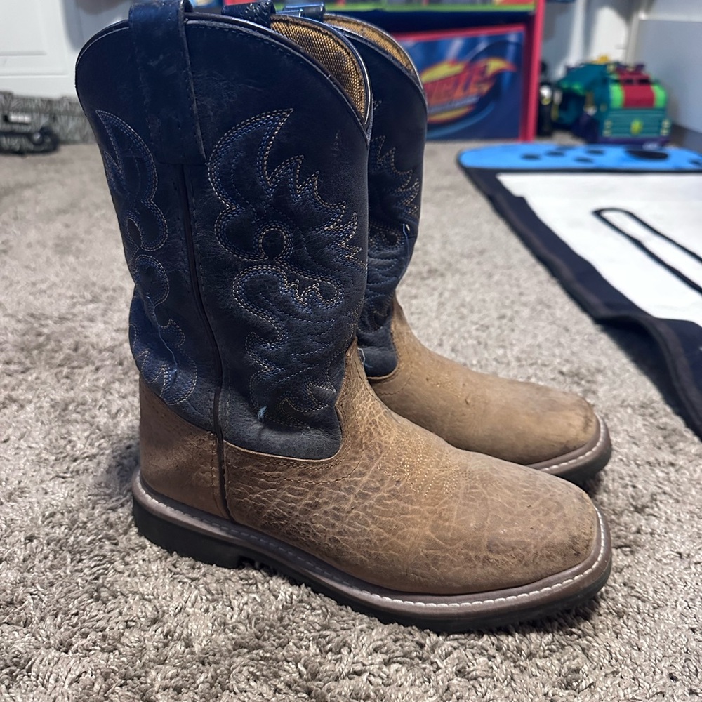 Youth Brown and Blue Western Boots